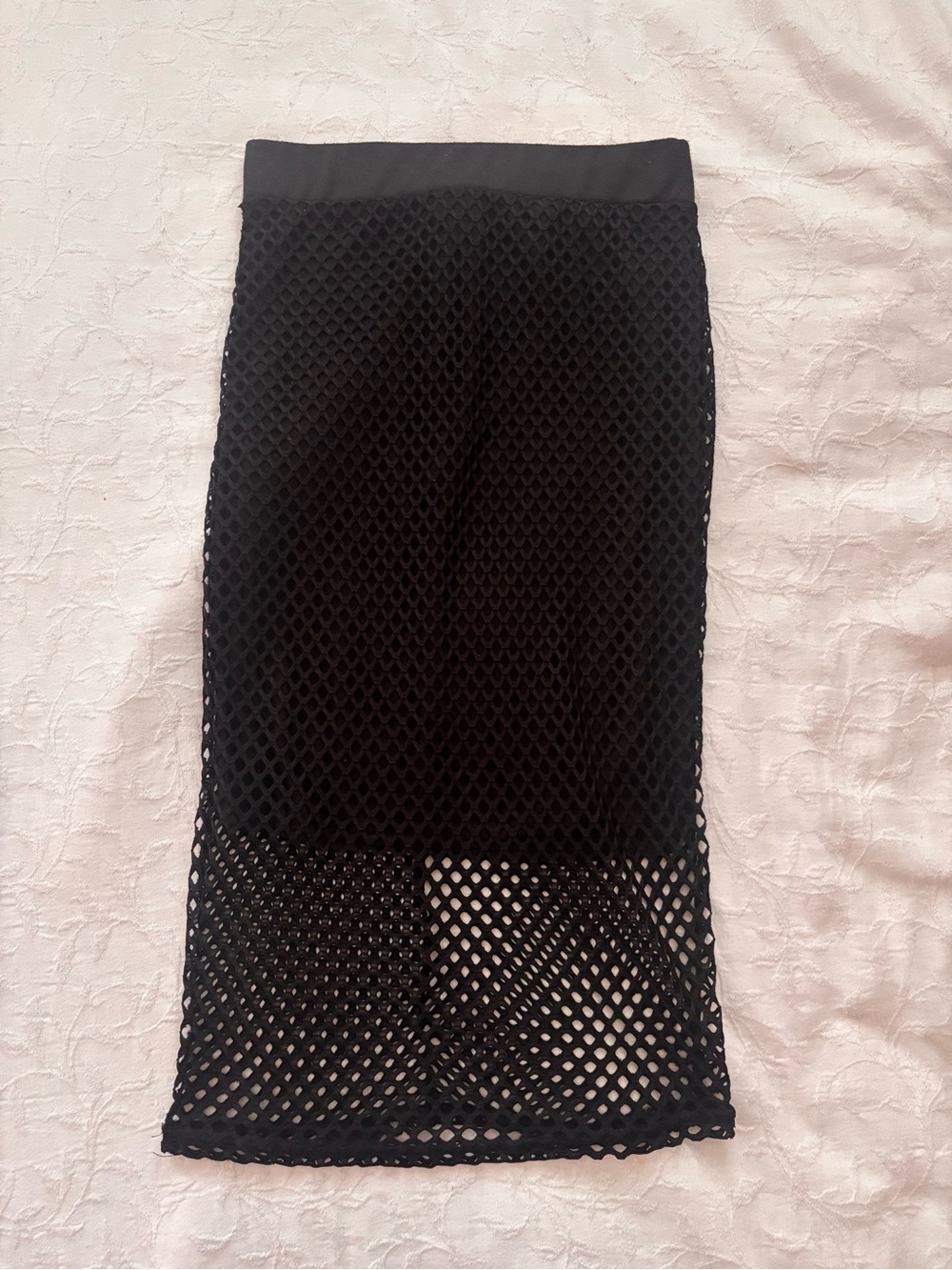 Kardashian Kollection Black Mesh Midi Skirt